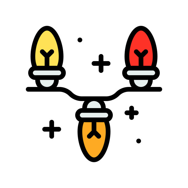 圣诞彩灯充满风格的图标图片下载