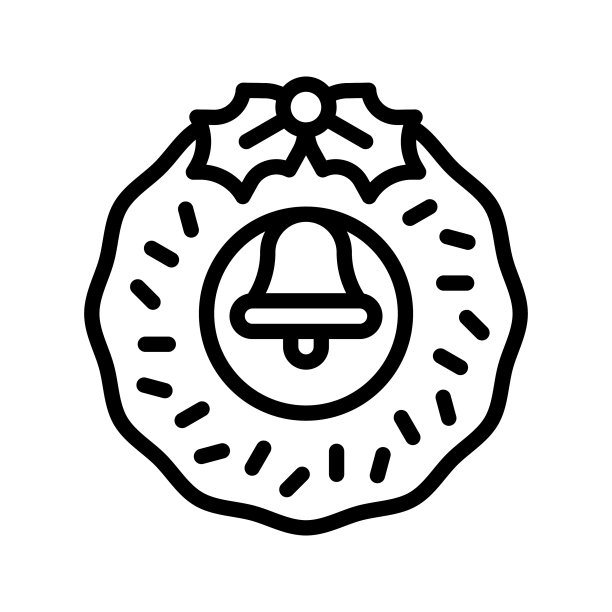 圣诞花环线条设计图标图片下载