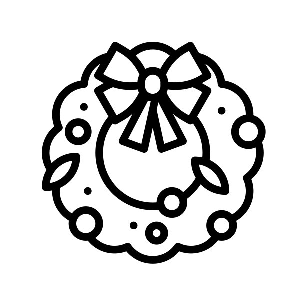 圣诞花环线条设计图标图片下载