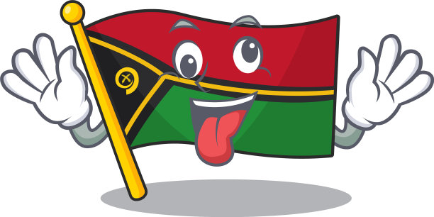 吉祥物疯狂脸旗瓦努阿图卷轴卡通图片下载