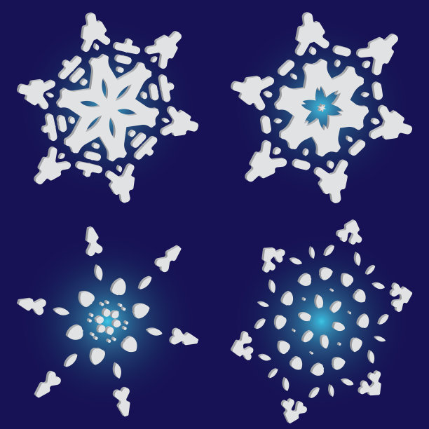 把孤立的雪花落在蓝色上图片下载