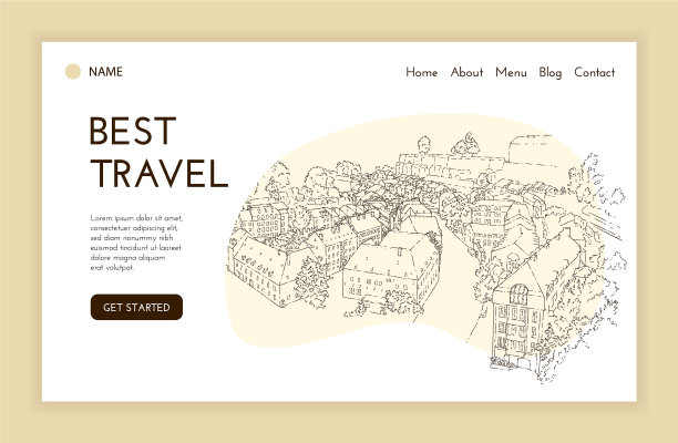 网页登陆页面模板城市素描线图片下载