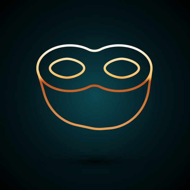 金色线节日面具图标孤立在深蓝色图片下载