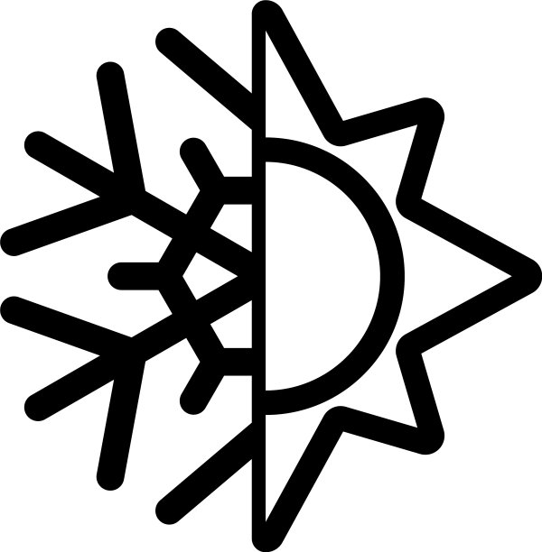 黑色的热和冷的象征太阳和雪花的象征图片下载
