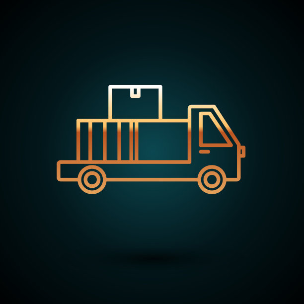 黄金线运送卡车与纸板箱图片下载