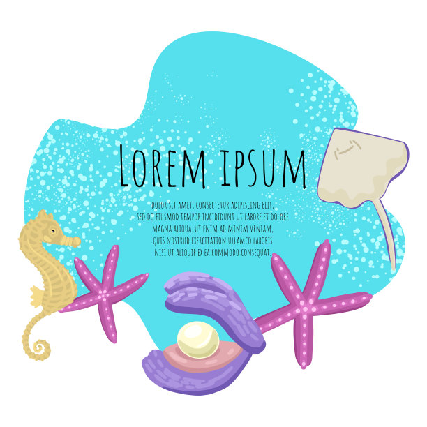 海标题打印与海洋动物和软体动物图片下载