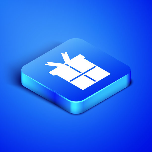 等距礼盒图标孤立在蓝色图片下载