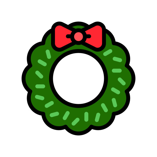 圣诞花环填充设计图标图片下载