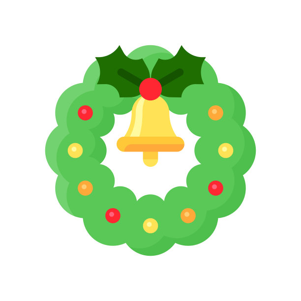 圣诞花环平面设计图标图片下载