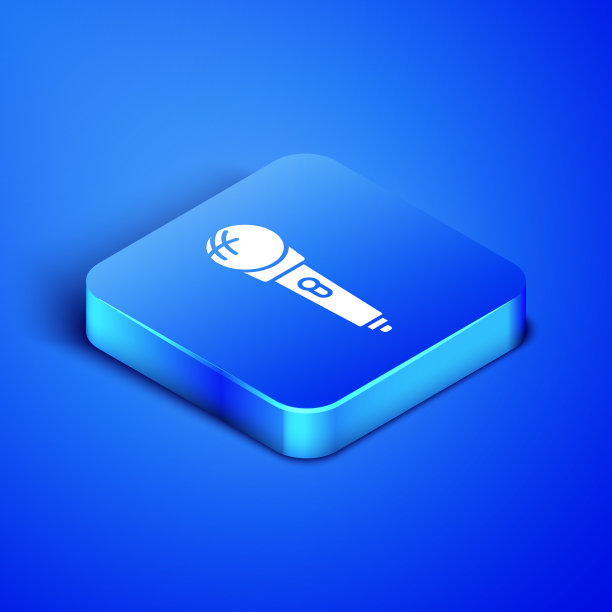 等距麦克风图标隔离在蓝色图片下载