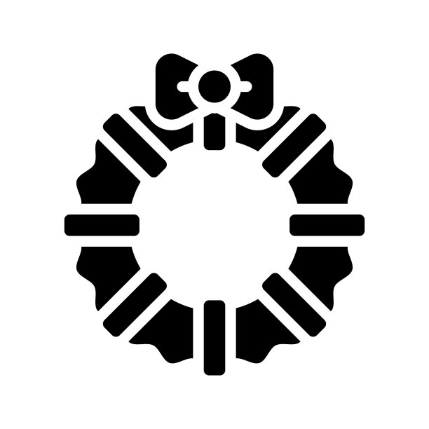 圣诞花环实体设计图标图片下载
