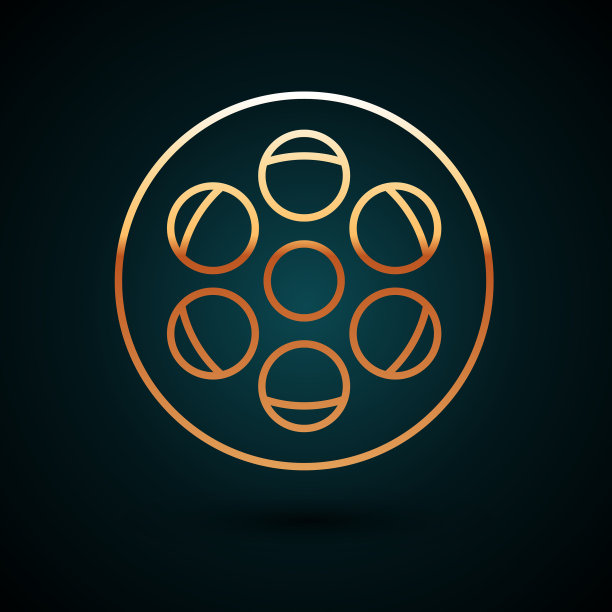 金色线胶片卷轴图标孤立在深蓝色图片下载