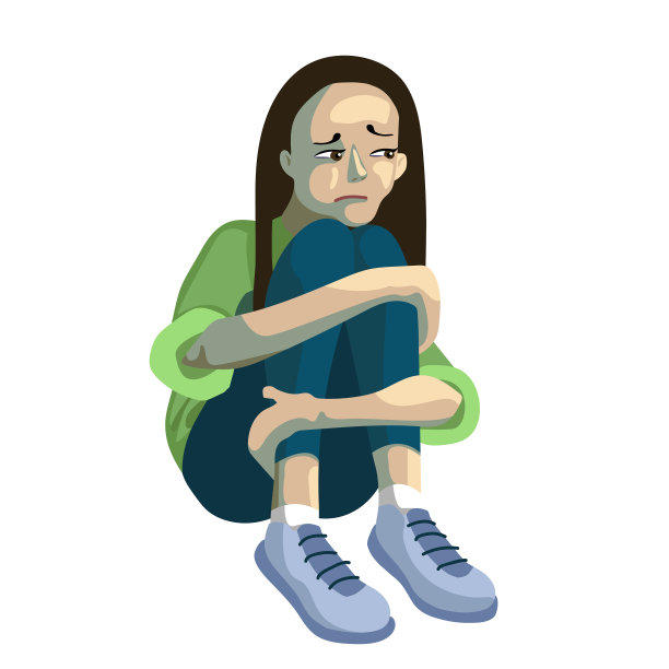 那个悲伤的长发女孩坐着拥抱图片下载