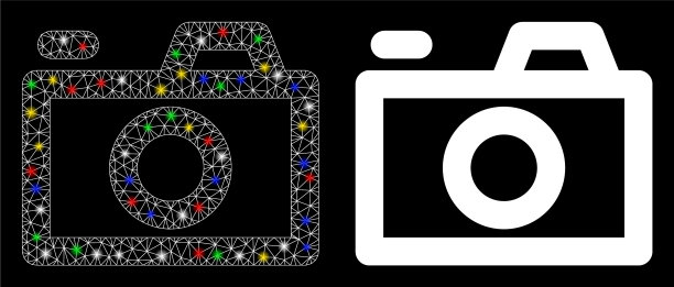 闪光网线框相机图标与闪光点图片下载