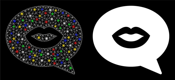 闪光网胴体唇微笑信息图标图片下载