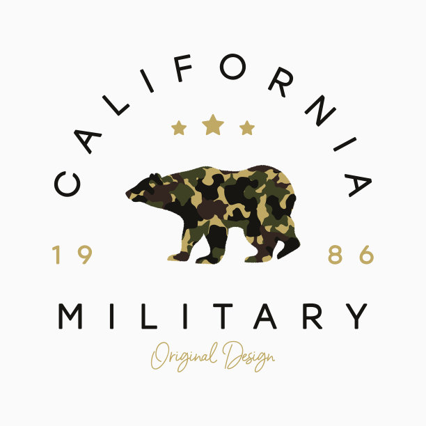 加州t恤设计与小熊制作图片下载