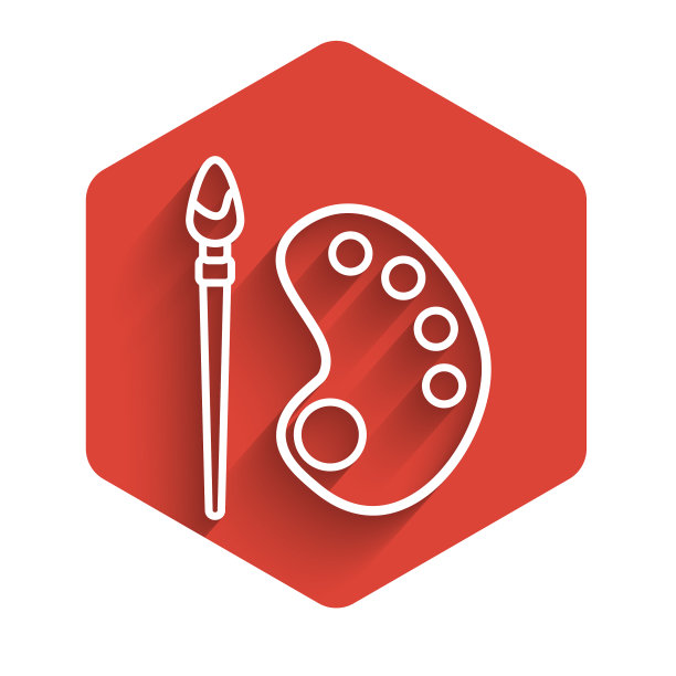 白线漆刷与调色板图标隔离图片下载