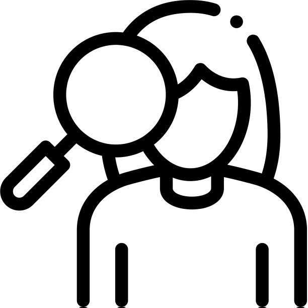 女人和放大镜图标轮廓图片下载