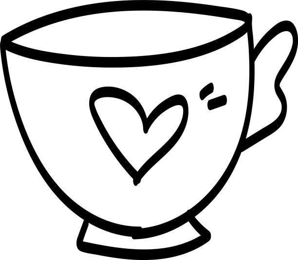 茶杯单手绘制元素贺卡图片下载