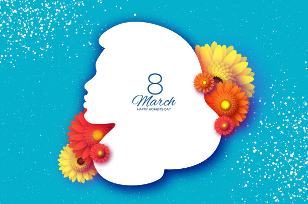 非洲菊花女人剪影折纸分层图片下载