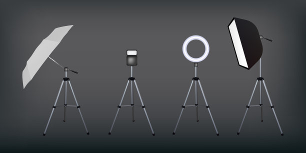 软盒和伞反射器闪光和图片下载