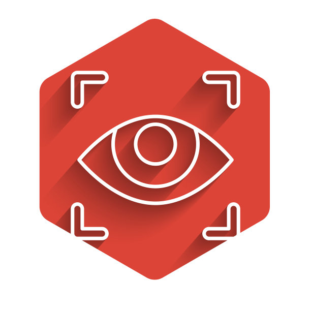 白线眼睛扫描图标孤立与长阴影图片下载