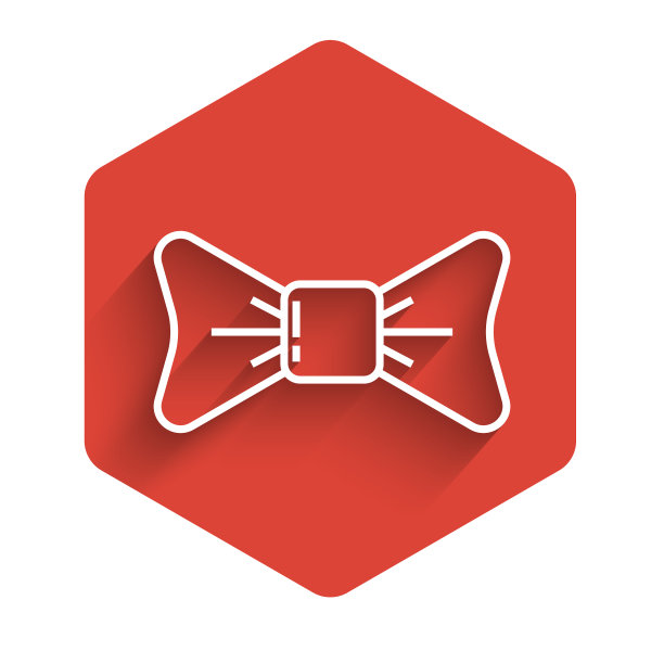 白色线蝴蝶结图标孤立与长影子图片下载