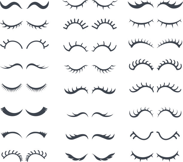 脸睫毛漂亮的女孩卡通眼睛设置图片下载