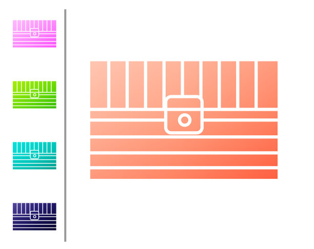 珊瑚古董宝箱图标孤立上图片下载