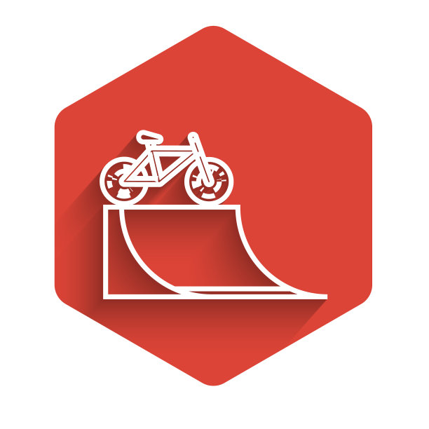 白线自行车在街道匝道图标孤立图片下载