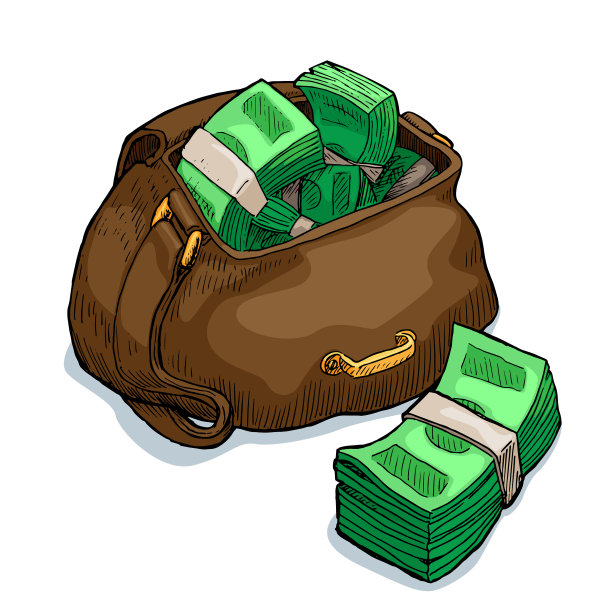 打开皮包装满钱图片下载