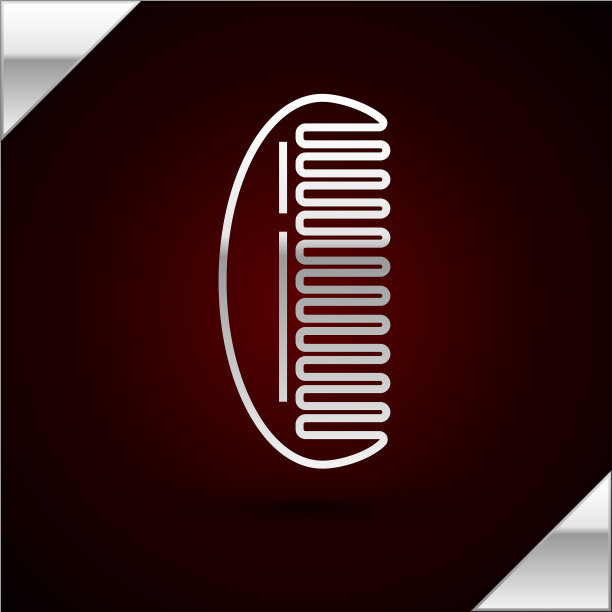 银色线毛刷图标孤立在暗红色上图片下载