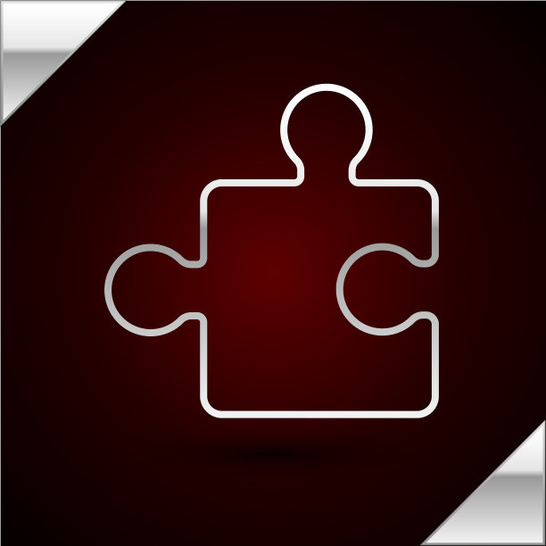 银线片拼图图标孤立在黑暗图片下载