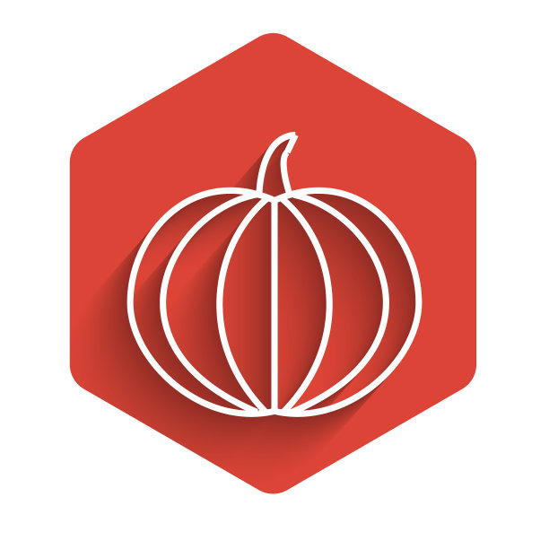 白色线南瓜图标孤立与长影子图片下载