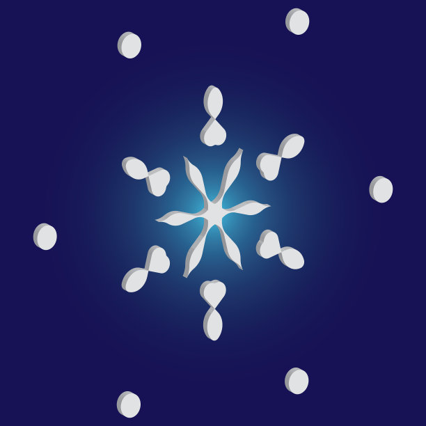 剪纸孤立的雪花在蓝色的背景图片下载