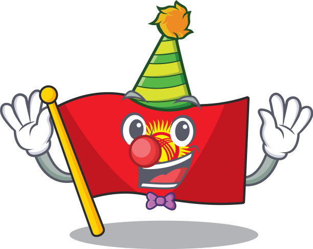 可爱和滑稽的小丑旗吉尔吉斯斯坦卷轴图片下载