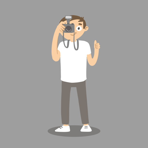 卡通人与摄影师合影图片下载