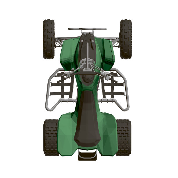 多边形绿色atv孤立在白色的背景图片下载