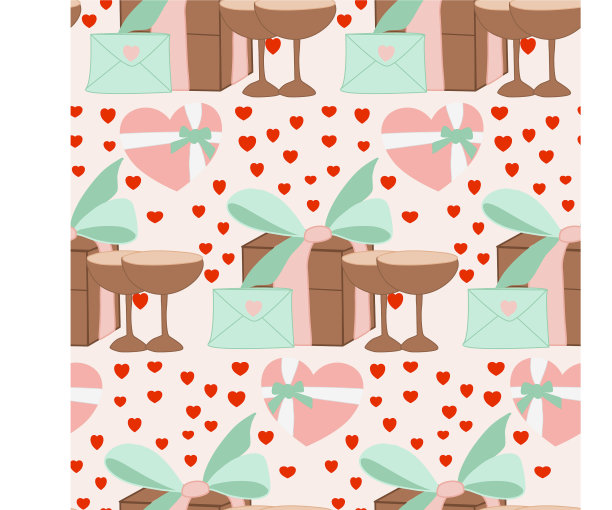 礼品盒和香槟酒杯无缝衔接图片下载