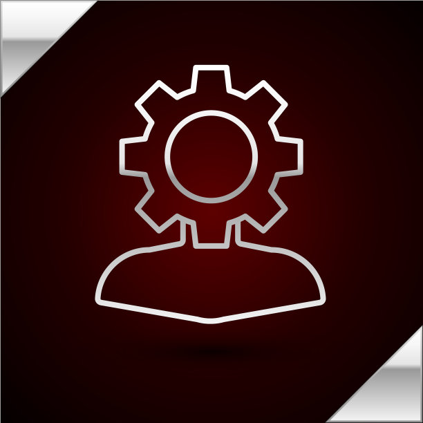 银线人与齿轮内图标隔离图片下载