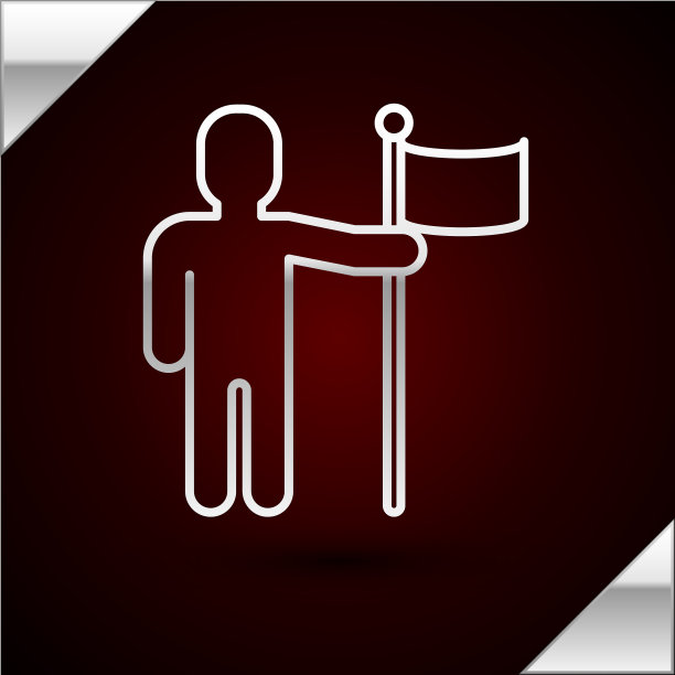 手持旗帜的银线人在黑暗中孤立图片下载