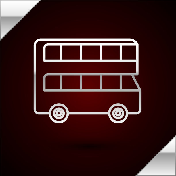 银线双层巴士图标隔离上图片下载