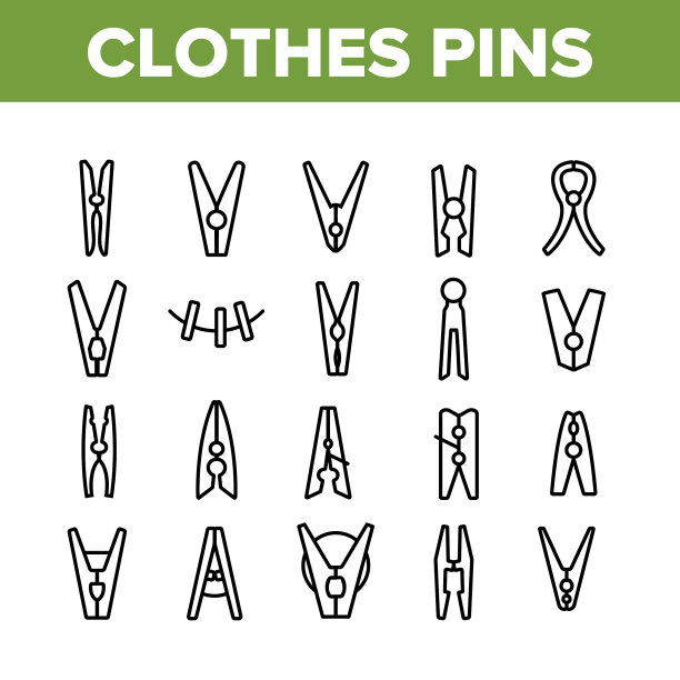 衣服别针固定收集图标集图片下载