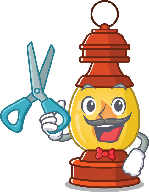 有趣的理发师灯笼卷轴卡通人物图片下载