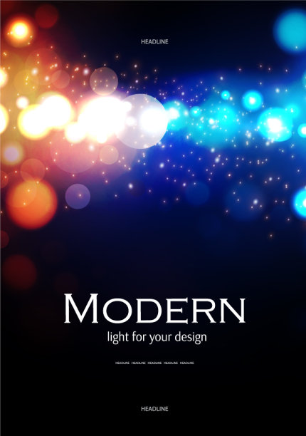 散景效果海报设计模板与金饰图片下载