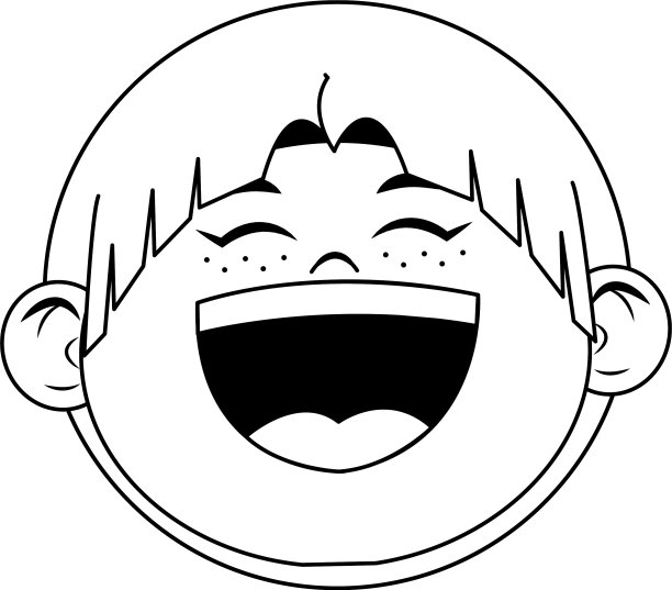 卡通男孩笑图标平面设计图片下载