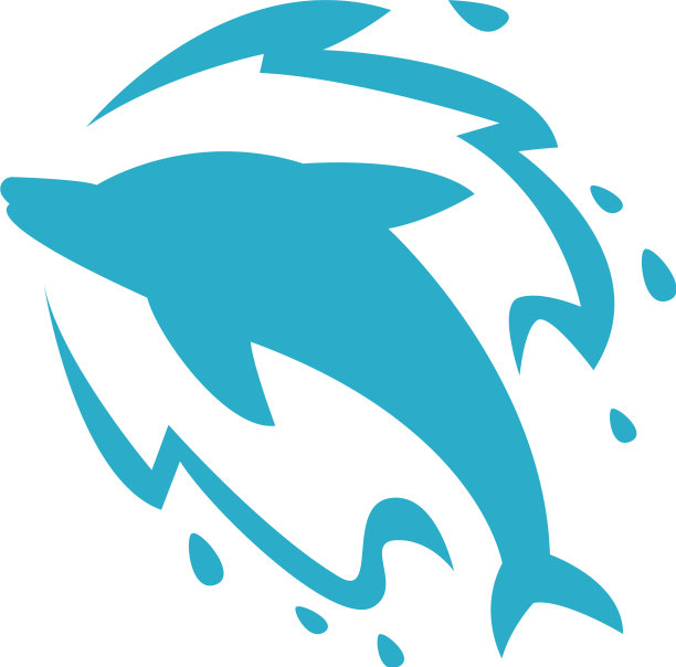 海豚标志象征着会飞的海豚与水图片下载