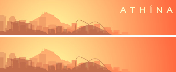 雅典美丽的天际线风景横幅图片下载