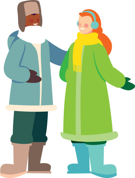 两个人穿着冬衣站在一起图片下载