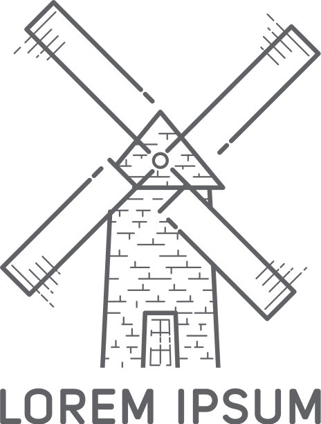 风车标志图标线条线条艺术单线轮廓图片下载
